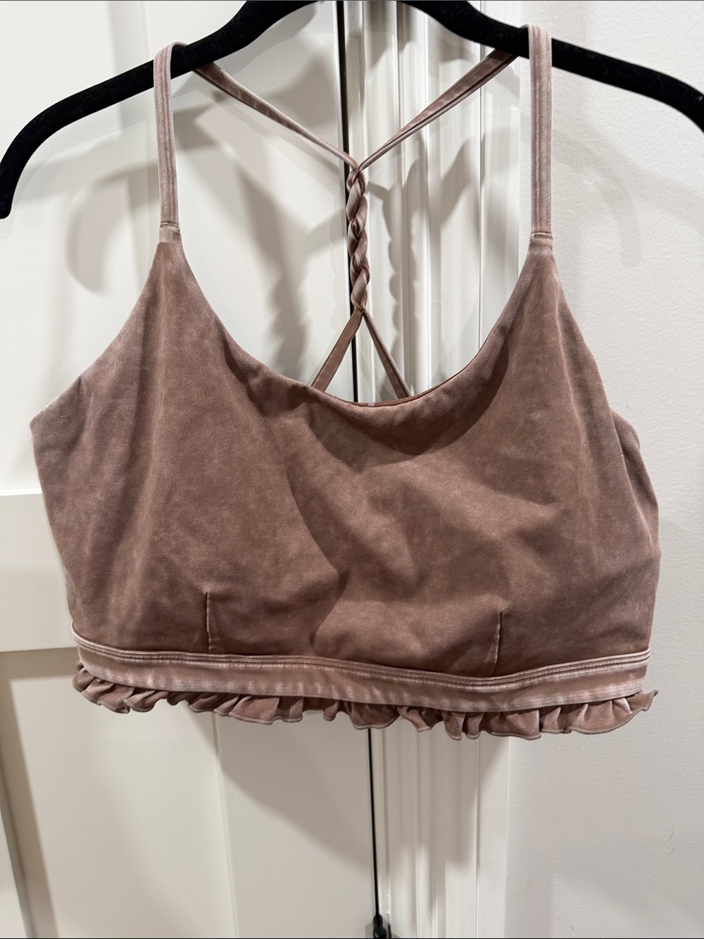 JoyLab Mauve Pink Velvet Bralette with Braided Back